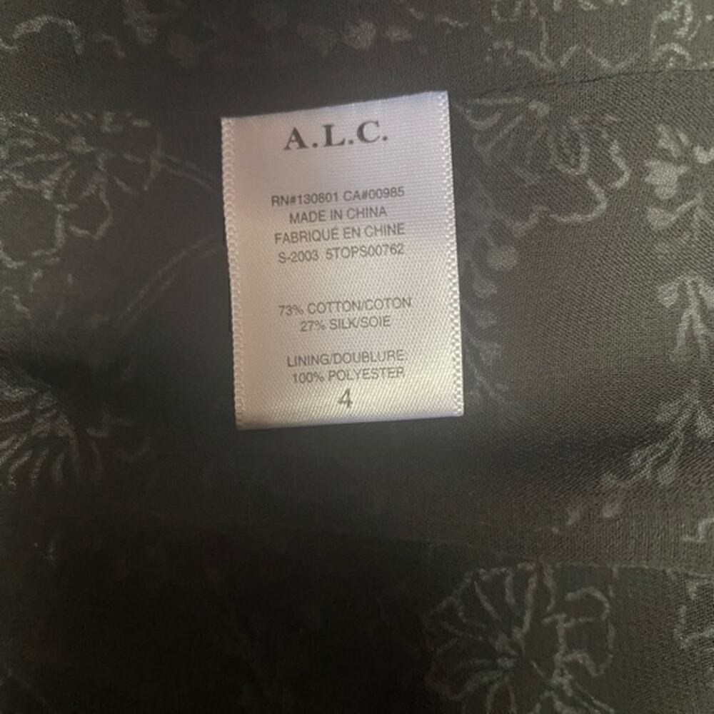 A.L.C. Adara Black and White Floral Long Blouson Sleeve Silk Blend Top 4 NWT - Picture 7 of 7